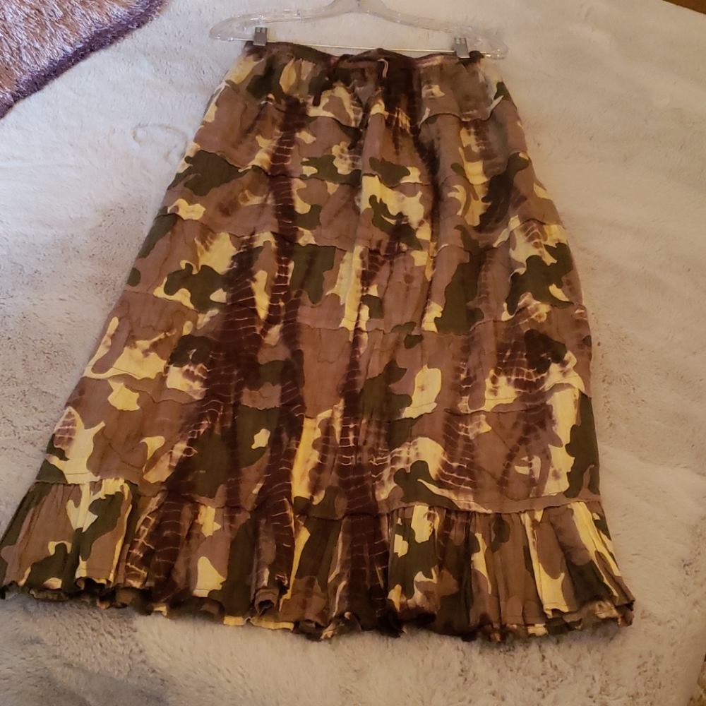 Boston Proper Camo Ruffle Maxi Skirt